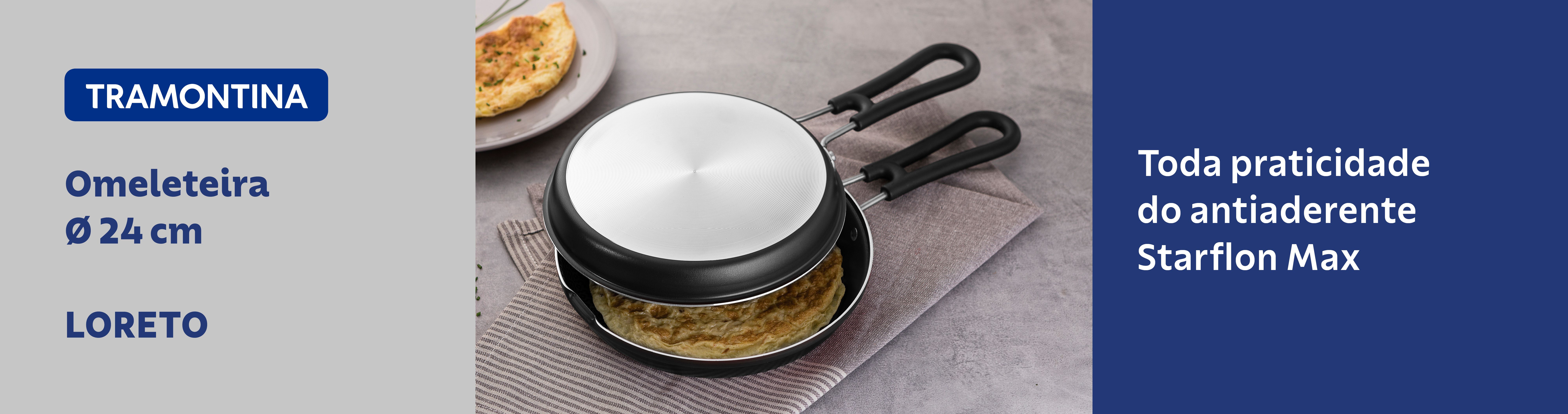 Omeleteira Tramontina Loreto 24cm em Alumínio Rev. Int e Ext em