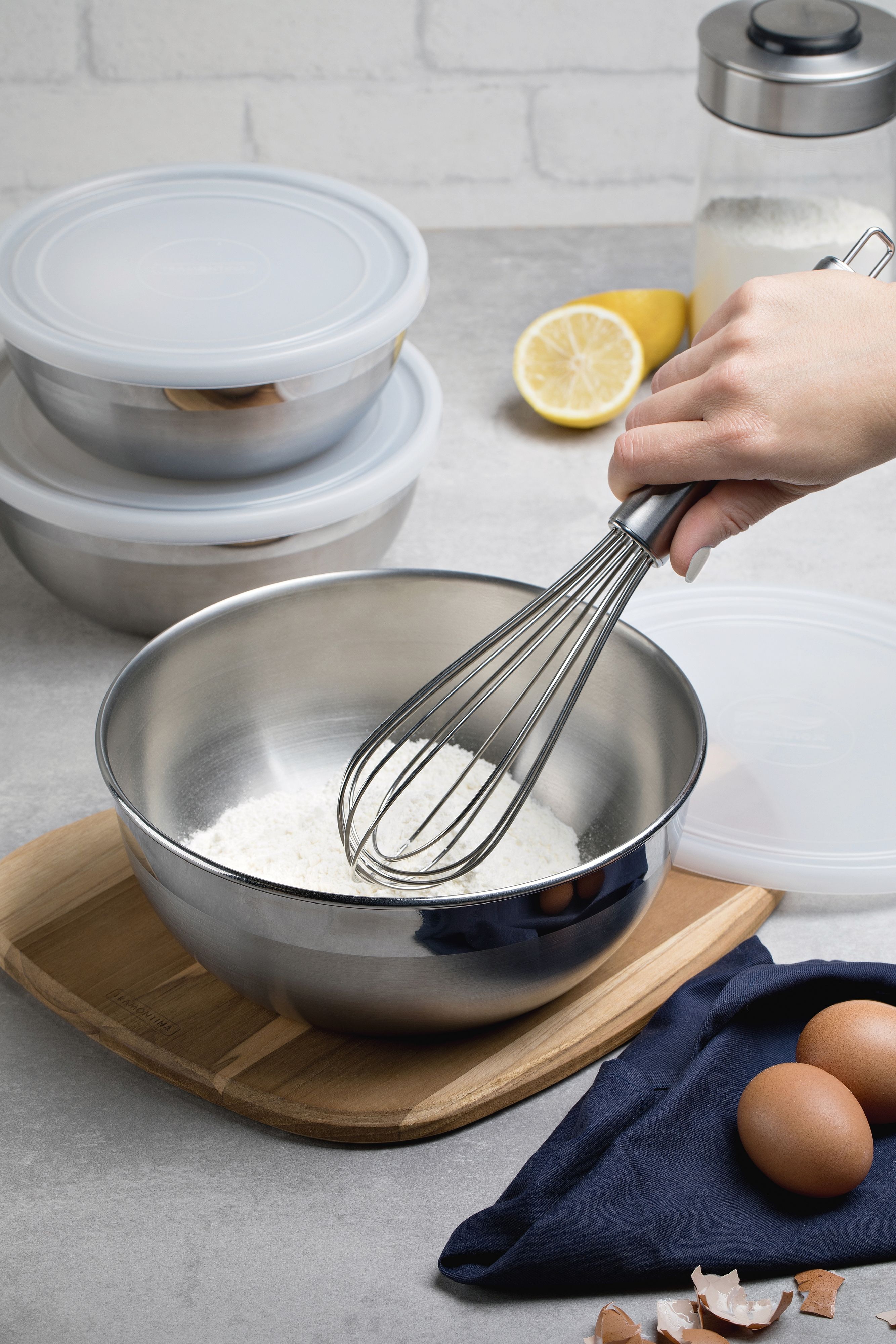 Pote Tramontina Freezinox Redondo Aço Inox Tampa Plástica 22cm 2