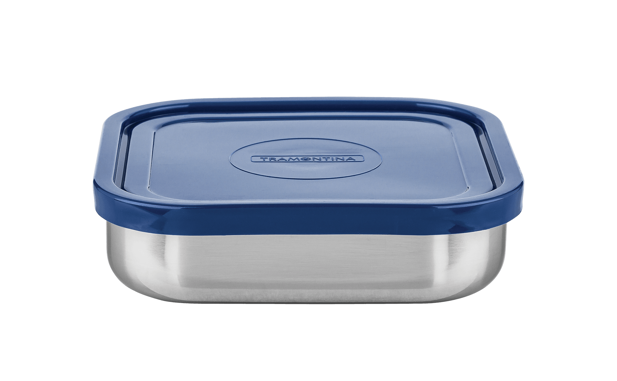 Pote Tramontina Freezinox Aço Inox Tampa Plástica Azul Quadrado